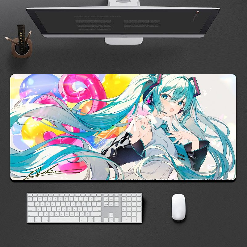 Desk Setup Anime - VIKAMA Aesthetic Anime Mouse Pad Blue