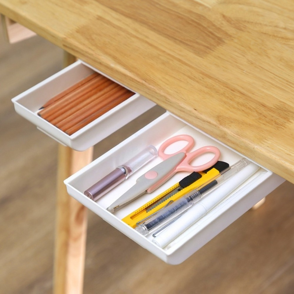 Desk Setup Organizer - Hidden Storage Box Under Desk Storage