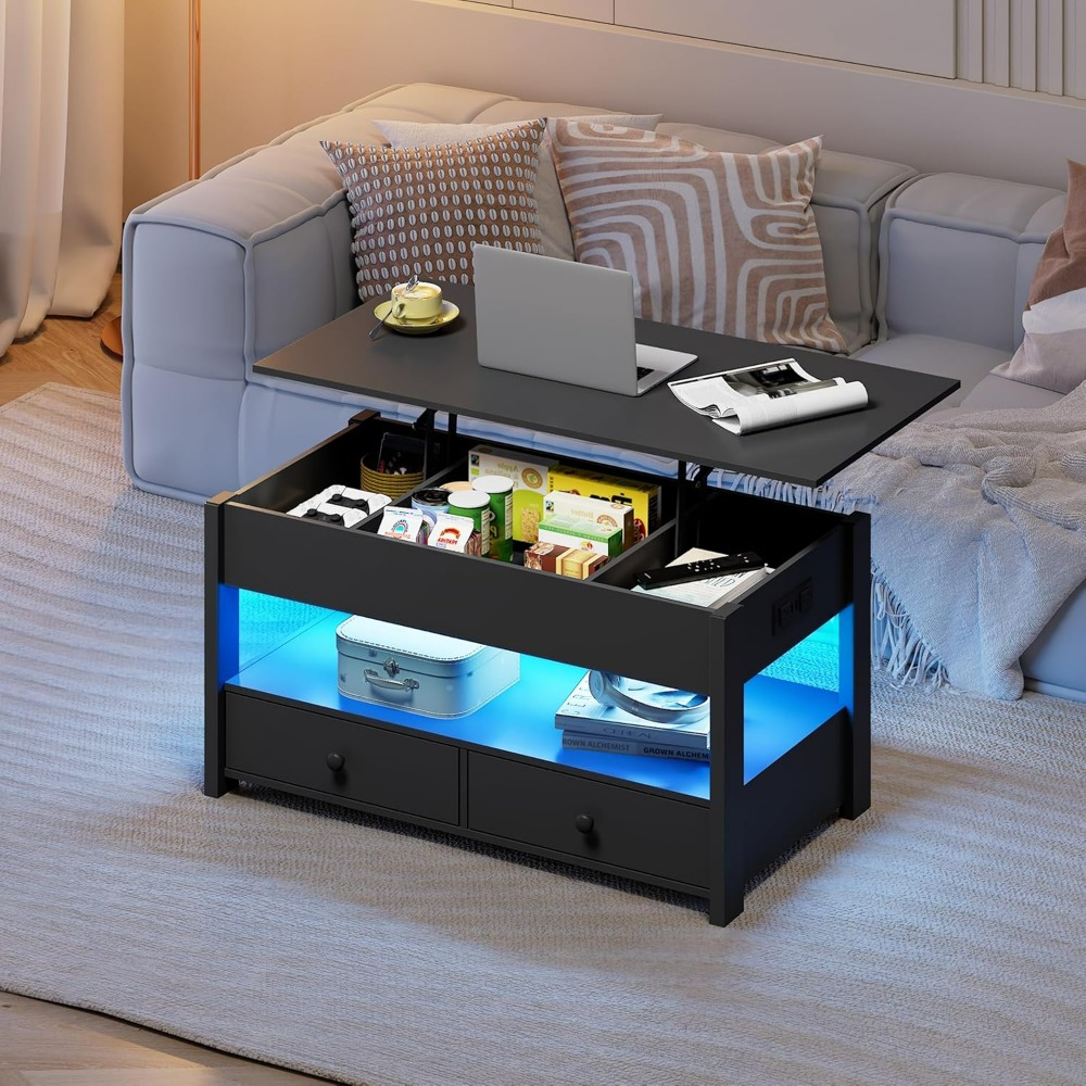 WLIVE Black Lift Top Coffee Ta - Desk Setup Shelves incelemesi ve fiyatı
