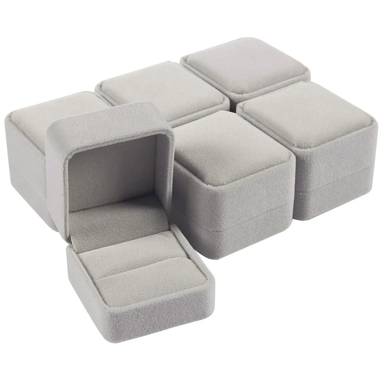 6PCS Square Velvet Ring Box Ri - Ring Binder Box incelemesi ve fiyatı