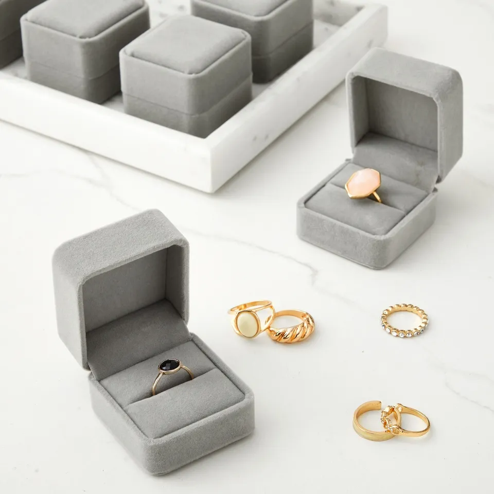 6PCS Square Velvet Ring Box Ri - Ring Binder Box incelemesi ve fiyatı