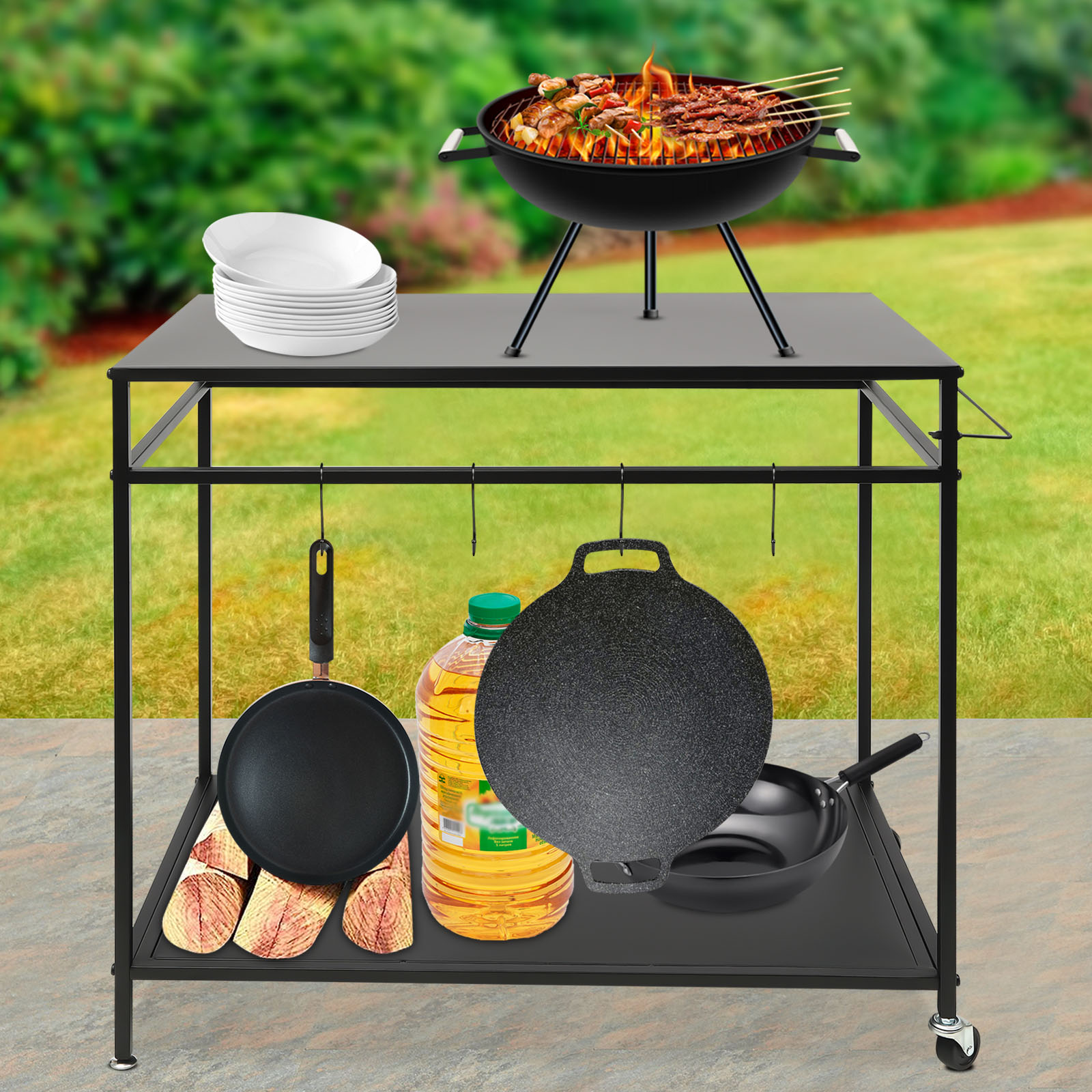 Double-Shelf Movable Cooking T - Desk Setup Shelves incelemesi ve fiyatı
