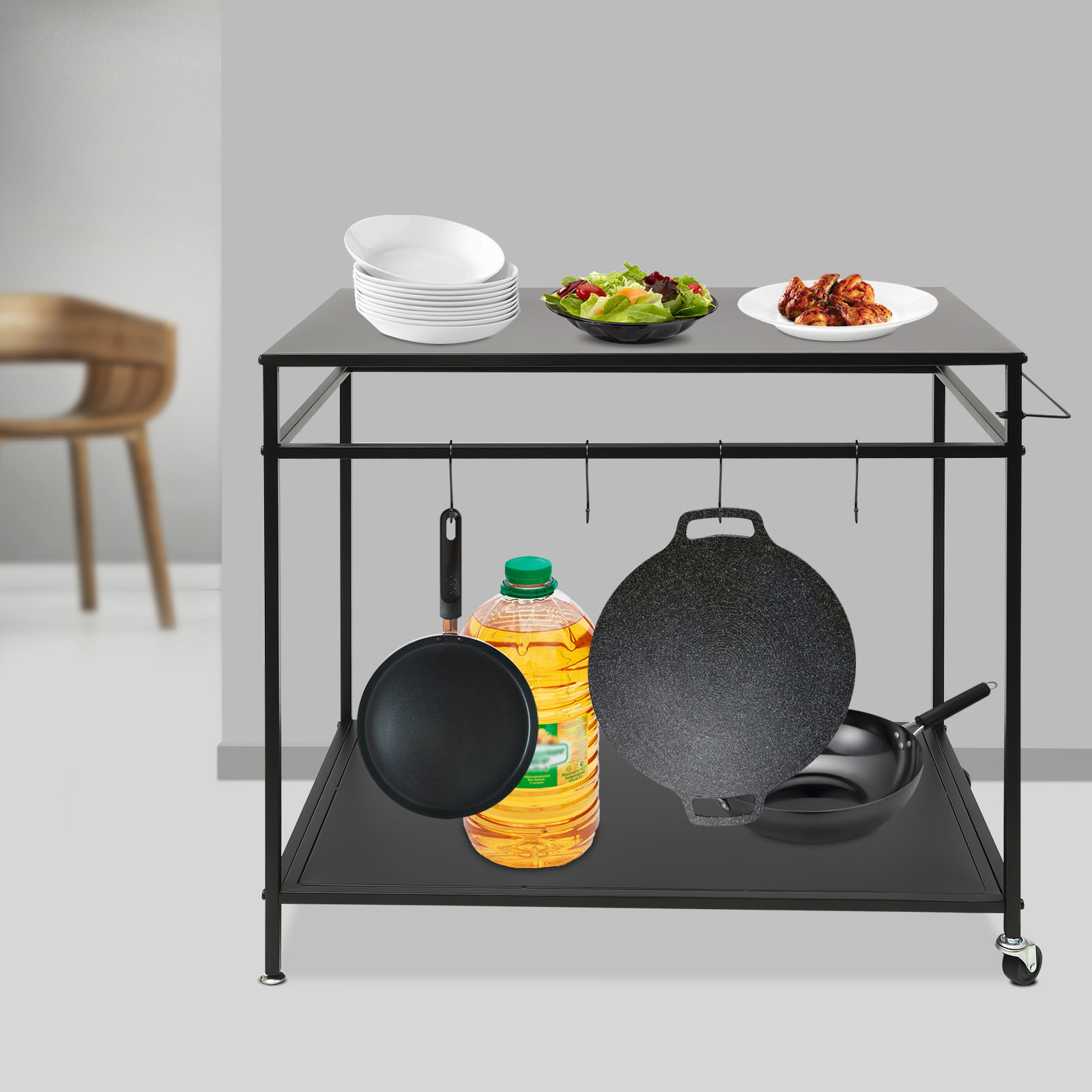 Double-Shelf Movable Cooking T - Desk Setup Shelves incelemesi ve fiyatı