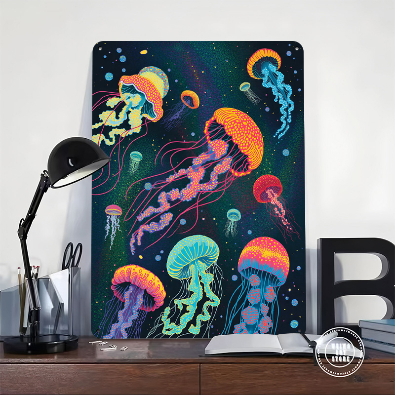 Vibrant Jellyfish in Cosmic Ba - Desk Setup Background incelemesi ve fiyatı