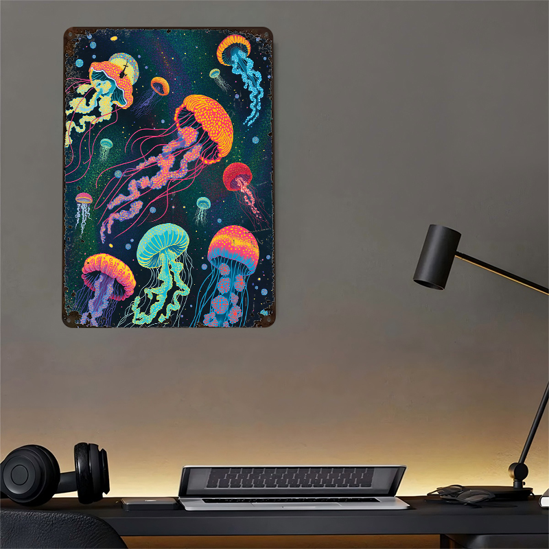 Vibrant Jellyfish in Cosmic Ba - Desk Setup Background incelemesi ve fiyatı