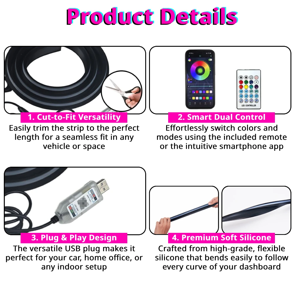 Car Windshield Ambient Light S - Ambient Light Bar Usb incelemesi ve fiyatı