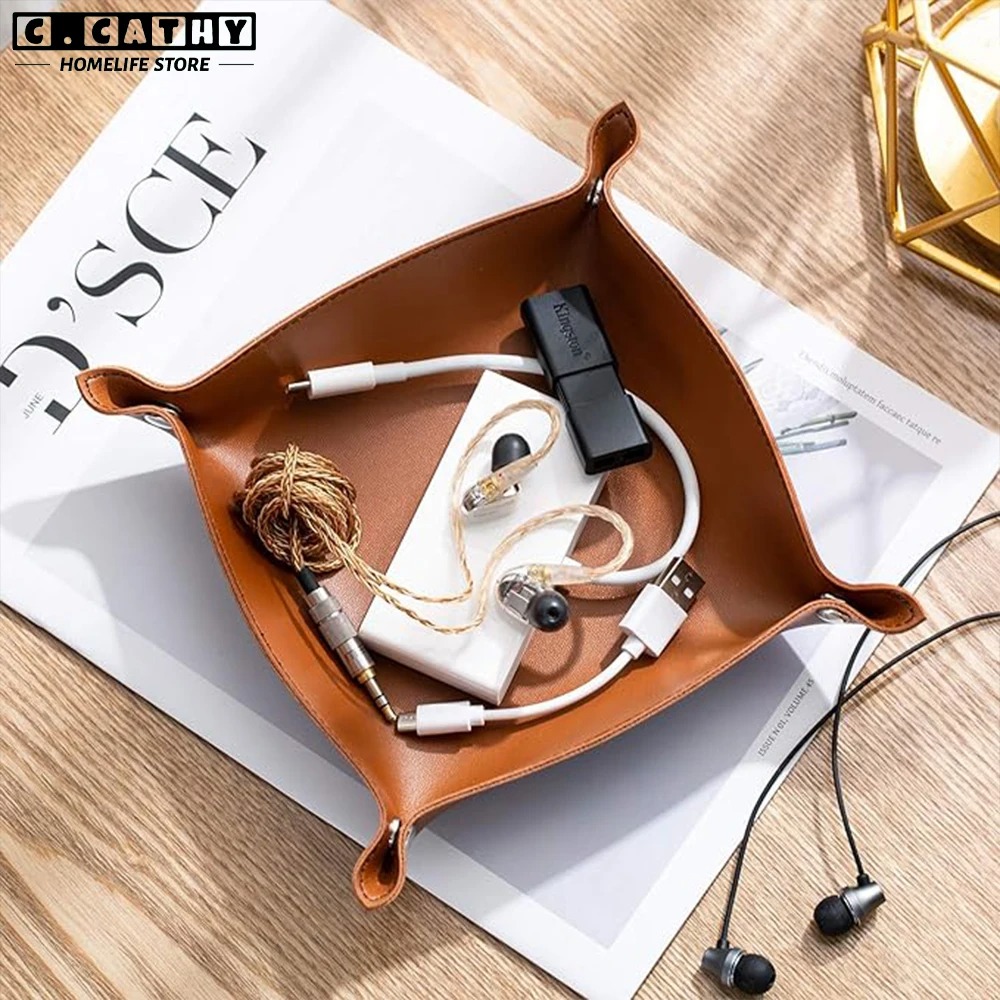 1PC 25X25CM Leather Tray Folda - Desk Setup Organizer incelemesi ve fiyatı