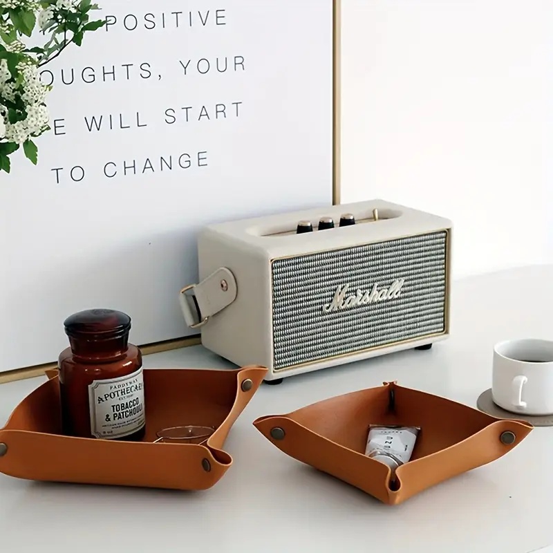 1PC 25X25CM Leather Tray Folda - Desk Setup Organizer incelemesi ve fiyatı
