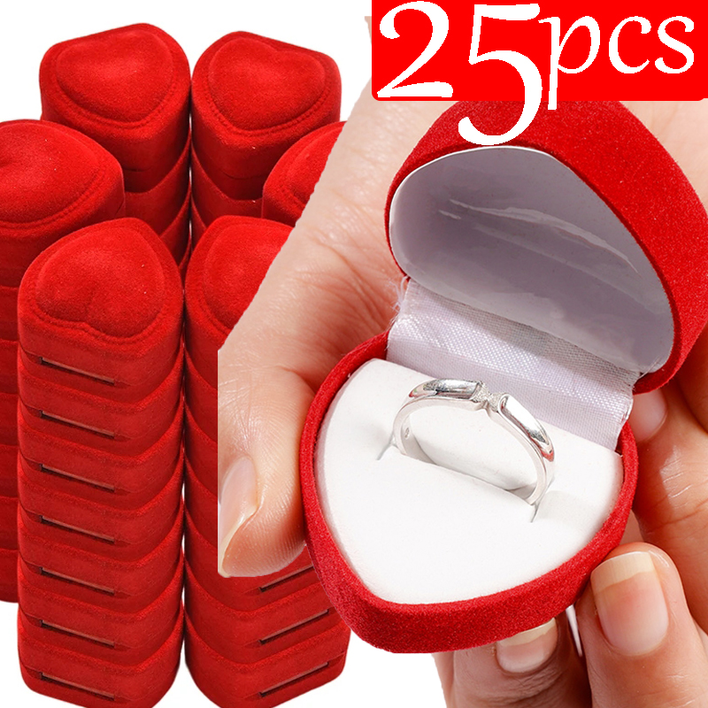 Red Flocking Heart Shape Ring  - Ring Binder Box incelemesi ve fiyatı