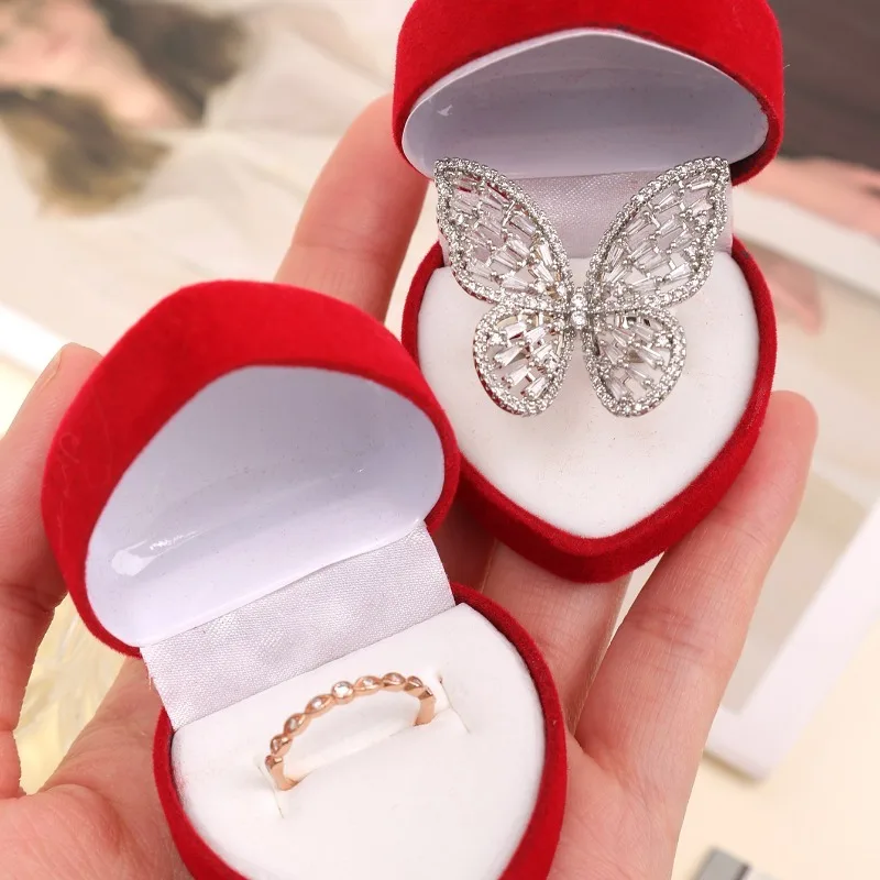 Red Flocking Heart Shape Ring  - Ring Binder Box incelemesi ve fiyatı