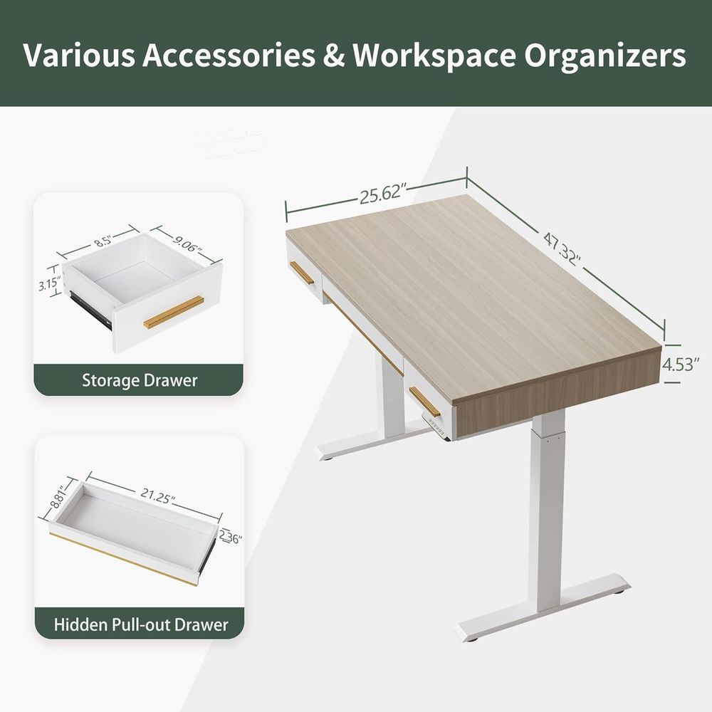 Electric Standing Desk, 3 Draw - Desk Drawer Unit incelemesi ve fiyatı