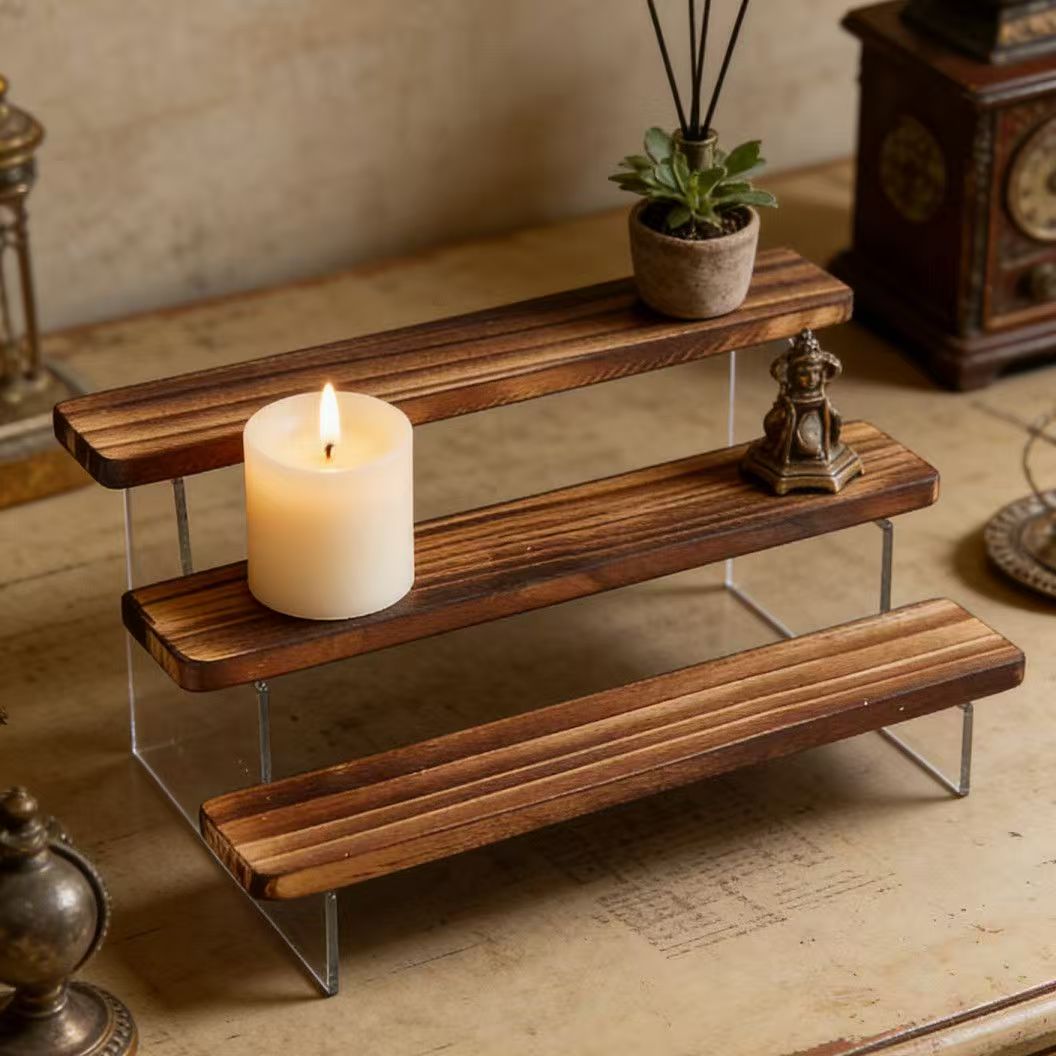 Charred Wooden Step Display St - Desk Setup Shelves incelemesi ve fiyatı