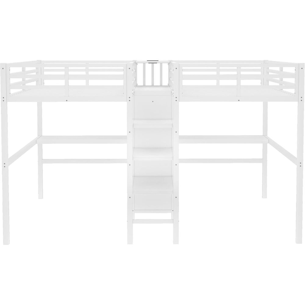 Twin Size Metal Bed with Desk, - Desk Setup Shelves incelemesi ve fiyatı